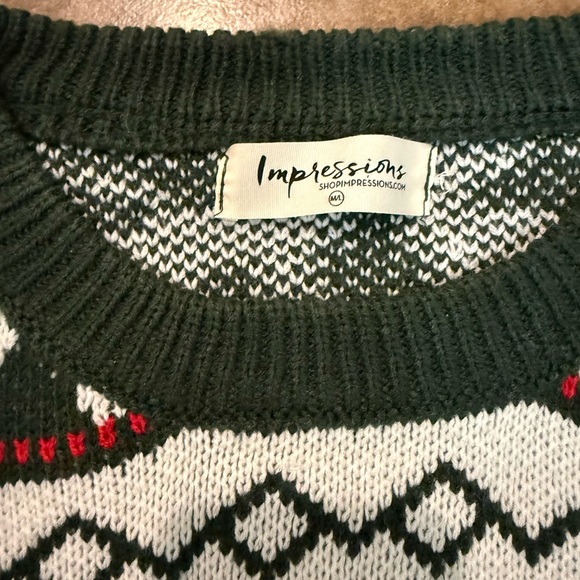 Impressions Forest Green Reindeer Crewneck Sweater - Picture 3 of 3